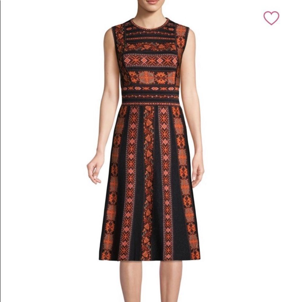 M Missoni Patterned fit n flare knit metallic dress